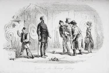 Besucher auf der Schießbude (Illustration aus 
