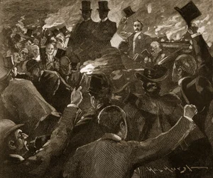 Mr. Balfour in Dublin: Fackelzug, Illustration aus 