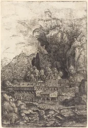 Landschaft mit Wassermühle