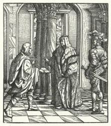 Erzherzog Maximilian von Österreich erhält die Zustimmung von Maria von Burgund zu seinem Heiratsantrag