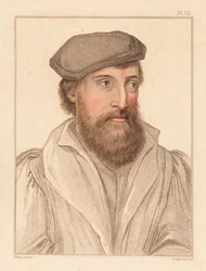 Porträt eines unbekannten Mannes, Hof von König Heinrich VIII., um 1532, 1812 (Gravur)