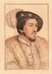 Porträt eines unbekannten Mannes, Hof von König Heinrich VIII., ca. 1532, 1812 (Gravur)