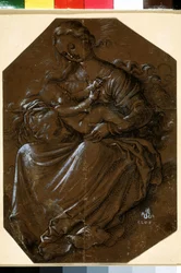 Jungfrau mit Kind, Zeichnung von Hans Baldung (1484-1545) 16. Jahrhundert, Puschkin-Museum, Moskau