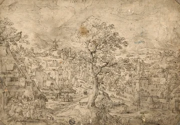 Landschaft mit Abraham und Engeln