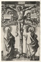 Christus am Kreuz zwischen der Jungfrau und St. Johannes