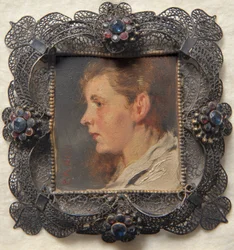 Frauenkopf. Miniatur aus der Sammlung Loewe