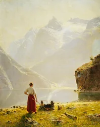 Ein Sommertag an einem norwegischen Fjord