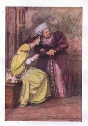 Komm her, Krankenschwester. Wer ist jener Herr? (Romeo und Julia), aus Die vollständigen Werke von Shakespeare, veröffentlicht von George Harrap & Co Ltd, 1920er Jahre