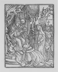Der Papst, aus Der Totentanz, ca. 1526, veröffentlicht 1538