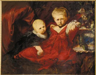 Ida und Risa Ruessemayer, Nichten von Johann Ruessemayer, einem Förderer von Makart (Gemälde auf Leinwand)