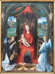 Madonna und Kind auf dem Thron mit Engeln