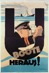 Deutsches Plakat aus dem Ersten Weltkrieg, U-BOOTE HERAUS