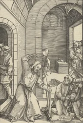 Christus reinigt den Tempel, aus Speculum passionis domini nostri Ihesu Christi, 1507