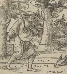 Die Vögel fressen die Samen des Sämanns, aus Hymmelwagen auff dem, wer wol lebt..., 1517