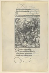 Unfalo verursacht, dass Theuerdanck in eine Falle während einer Jagd gerät, aus Theuerdanck, 1517