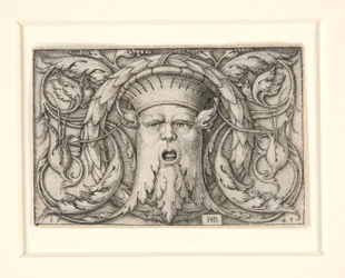 Tafel mit einem Maskaron (Ornament mit einer Maske)