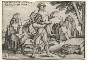 Die Arbeiten des Herkules: Herkules zerquetscht Antäus, 1545