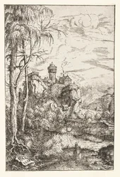 Landschaft mit Schloss und Brücke
