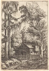 Landschaft mit Blick auf ein Bauernhaus, 1551