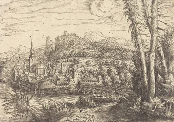 Blick auf eine Stadt in der Nähe eines Flusses
