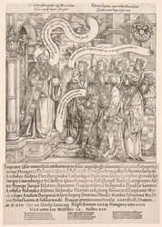 Maximilian wird von seinen Schutzheiligen dem Allmächtigen vorgestellt
