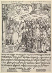Maximilian, präsentiert von seinen Schutzheiligen dem Allmächtigen, 1519