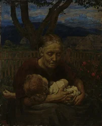 Mutter und Kind in einem Garten