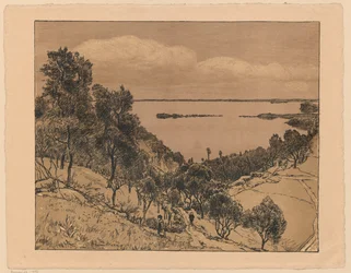Blick auf den Gardasee von der Umgebung Gardone Riviera, Lombardei