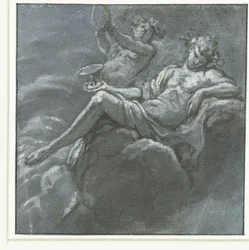 Bacchus mit einer Trinkschale und einem Silen
