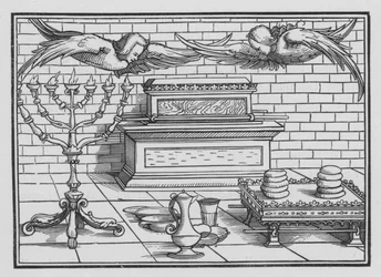 Die Bundeslade, der Gnadenthron, die Cherubim, der Tisch und der Leuchter, Exodus XXV, 21, 22