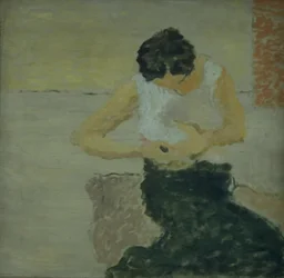 Eine Dame beim Ankleiden