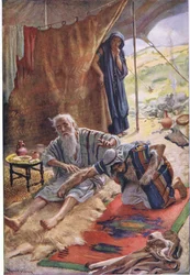 Isaak segnet seinen Sohn Jakob, Illustration aus Pictures That Teach The Crown Series, 1920