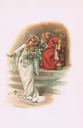 Ophelia mit dem König und der Königin, Illustration aus Hamlet
