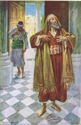 Der Pharisäer und der Zöllner, Illustration aus Harold Copping Pictures: The Crown Series, ca. 1920er Jahre