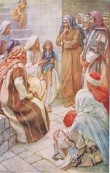 Das kleine Kind in der Mitte, Illustration aus Harold Copping Bilder: Die Kronenserie, ca. 1920er Jahre