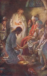 Das Waschen der Füße der Jünger, Illustration aus Harold Copping Bilder: Die Kronen-Serie, ca. 1920er