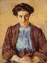 Das blaue Bluse, Porträt von Elene Zompolides (1880-1958)