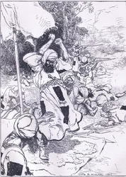 Der Tod des Khalifa, Illustration aus Cassells Geschichte Englands, 1900er Jahre