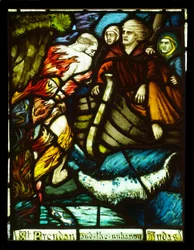 Das Treffen von St. Brendan mit dem unglücklichen Judas, 1911, Buntglasfenster von Harry Clarke (1889-1931)