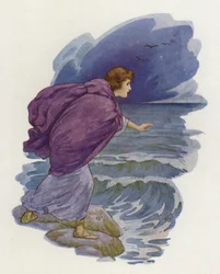 Hero rannte zum Strand hinunter