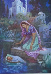 Kunti wagte es nicht zu gehorchen. Aus den Abenteurlichen Brüdern, Illustration aus 