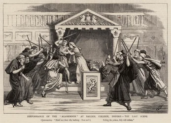 Aufführung des Agamemnon am Balliol College, Oxford, die letzte Szene
