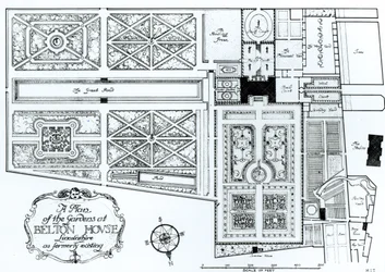 Ein Plan der Gärten von Belton House, Lincolnshire, wie sie früher existierten, ca. 1900
