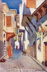Eine Straße in Damaskus, Syrien, um 1910, aus Ein Buch des modernen Palästina von Richard Penlake, veröffentlicht um 1910