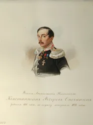 Porträt von Konstantin Fyodorovich Opochinin 1808-1848 aus dem Album der Kaiserlichen Leibgarde, 1846-1849