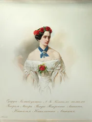 Porträt von Natalia Pushkina-Lanskaya aus dem Album der Kaiserlichen Leibgarde, 1846-1849