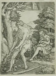 Adam und Eva bei der Arbeit, aus Die Geschichte von Adam und Eva