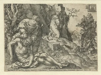 Barmherziger Samariter versorgt die Wunden