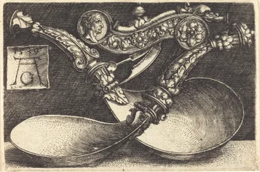 Entwürfe für zwei Löffel und eine Hundepfeife, 1539