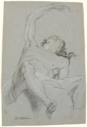 Nackter Mann, von unten gesehen. Studie für Figur in Deckenmalerei